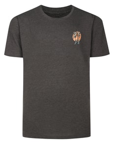 Bigdude Palm Tree Chest Print T-Shirt Charcoal Tall